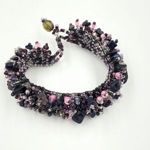 Purple and pink handmade beaded bracelet